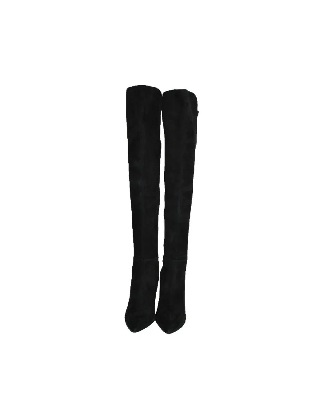 $850 Stuart Weitzman Carly Over The Knee Pointy Block Black Suede 6.5 (PC13)
